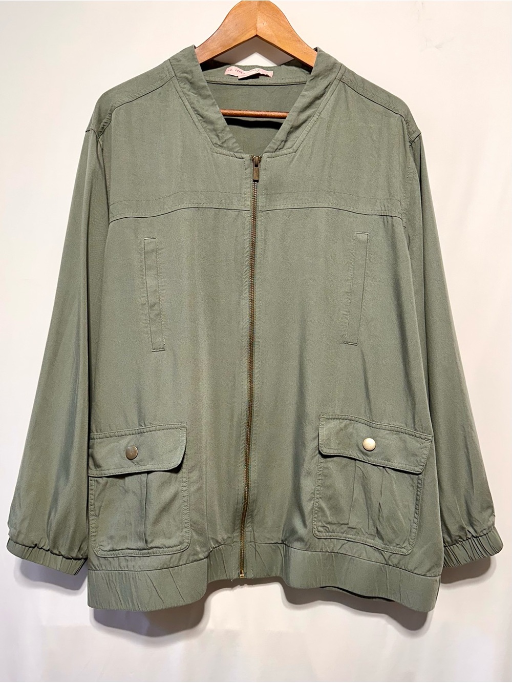Penningtons In Every Story 3X Sage Utility Jacket Lyocell Viscose Zip Front